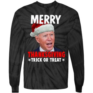 Santa Joe Biden Merry Thanksgiving Christmas Ugly Sweater Tie-Dye Long Sleeve Shirt