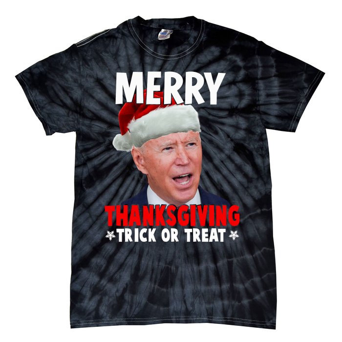 Santa Joe Biden Merry Thanksgiving Christmas Ugly Sweater Tie-Dye T-Shirt