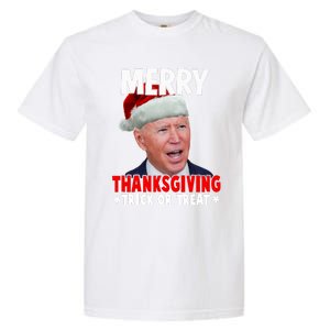 Santa Joe Biden Merry Thanksgiving Christmas Ugly Sweater Garment-Dyed Heavyweight T-Shirt