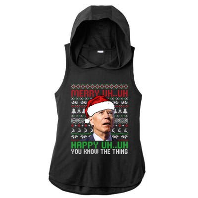 Santa Joe Biden Merry Uh Uh Christmas Ugly Cool Gift Ladies PosiCharge Tri-Blend Wicking Draft Hoodie Tank