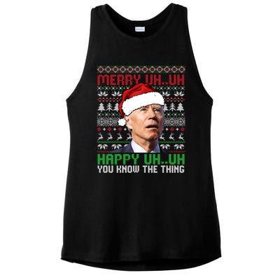 Santa Joe Biden Merry Uh Uh Christmas Ugly Cool Gift Ladies PosiCharge Tri-Blend Wicking Tank