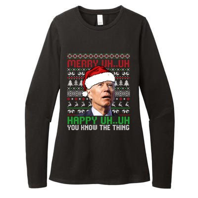 Santa Joe Biden Merry Uh Uh Christmas Ugly Cool Gift Womens CVC Long Sleeve Shirt