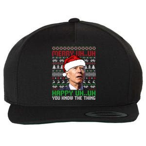 Santa Joe Biden Merry Uh Uh Christmas Ugly Cool Gift Wool Snapback Cap