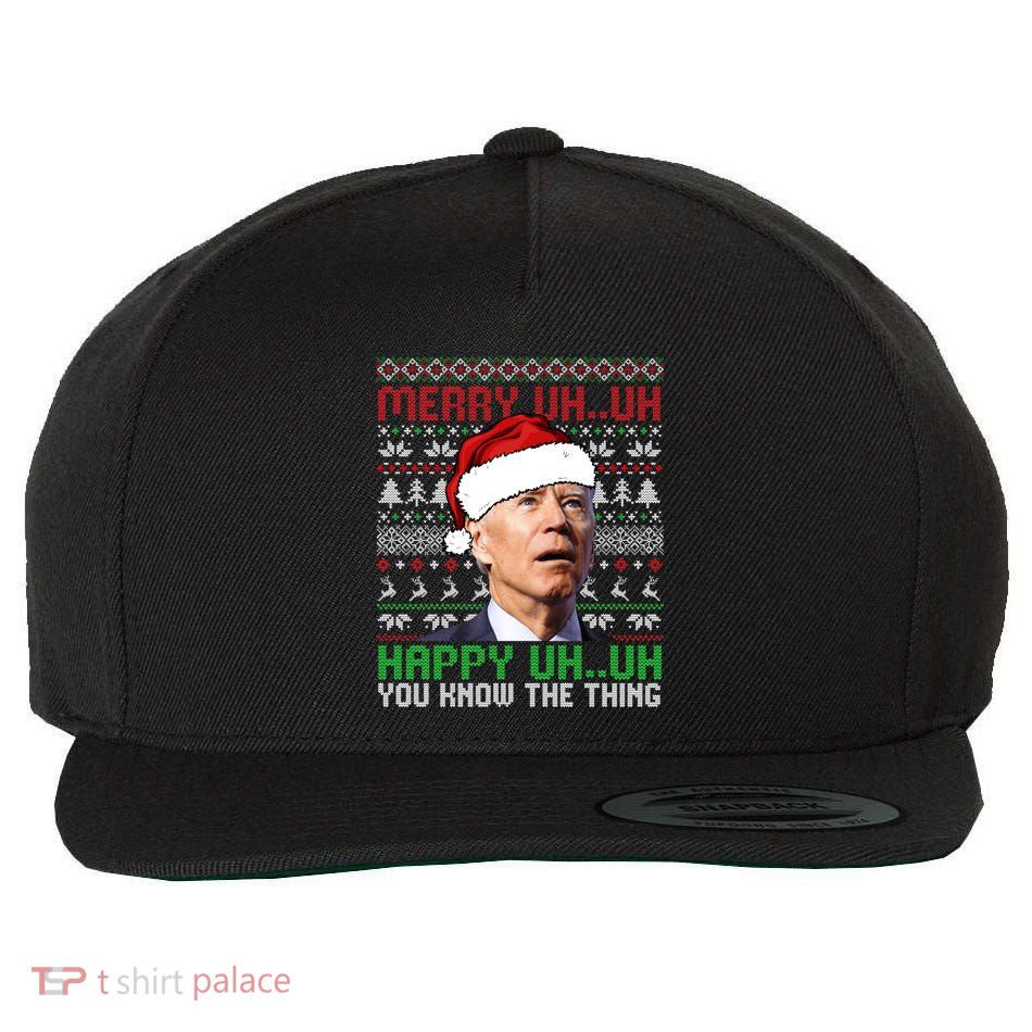 Santa Joe Biden Merry Uh Uh Christmas Ugly Cool Gift Wool Snapback Cap