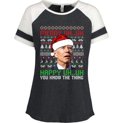 Santa Joe Biden Merry Uh Uh Christmas Ugly Cool Gift Enza Ladies Jersey Colorblock Tee