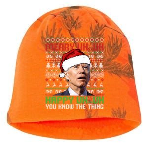 Santa Joe Biden Merry Uh Uh Christmas Ugly Cool Gift Kati - Camo Knit Beanie