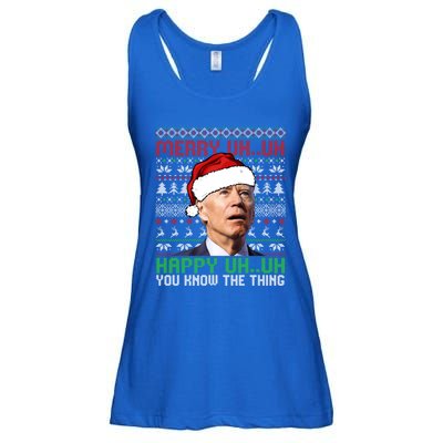 Santa Joe Biden Merry Uh Uh Christmas Ugly Cool Gift Ladies Essential Flowy Tank