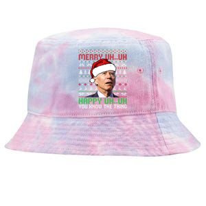 Santa Joe Biden Merry Uh Uh Christmas Ugly Cool Gift Tie-Dyed Bucket Hat