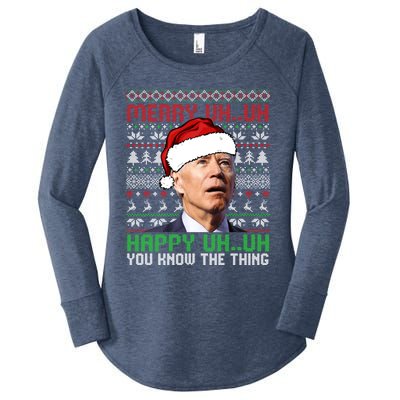 Santa Joe Biden Merry Uh Uh Christmas Ugly Cool Gift Women's Perfect Tri Tunic Long Sleeve Shirt