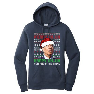 Santa Joe Biden Merry Uh Uh Christmas Ugly Cool Gift Women's Pullover Hoodie