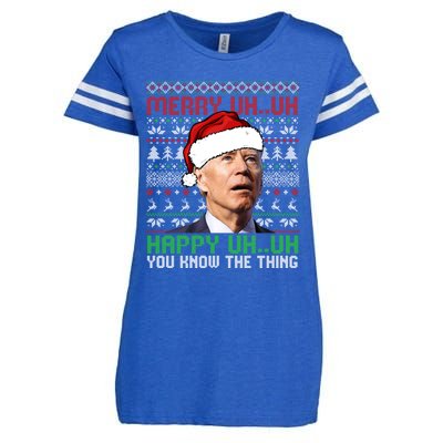 Santa Joe Biden Merry Uh Uh Christmas Ugly Cool Gift Enza Ladies Jersey Football T-Shirt