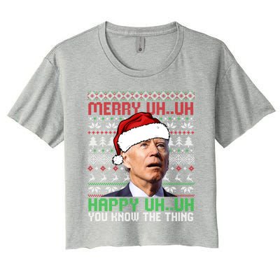 Santa Joe Biden Merry Uh Uh Christmas Ugly Cool Gift Women's Crop Top Tee