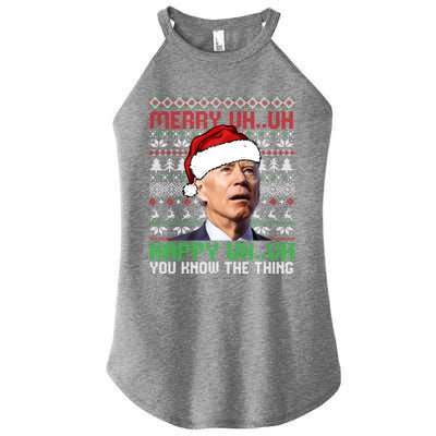 Santa Joe Biden Merry Uh Uh Christmas Ugly Cool Gift Women's Perfect Tri Rocker Tank