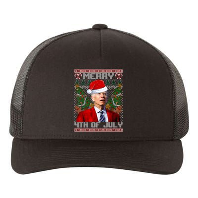 Santa Joe Biden Merry 4th Of July Ugly Christmas Sweaters Yupoong Adult 5-Panel Trucker Hat