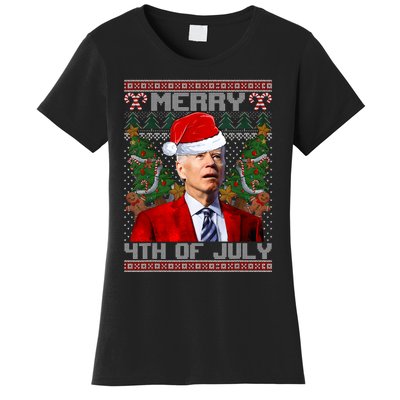 Santa Joe Biden Merry 4th Of July Ugly Christmas Sweaters Women's T-Shirt