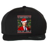 Santa Joe Biden Merry 4th Of July Ugly Christmas Sweaters Wool Snapback Cap