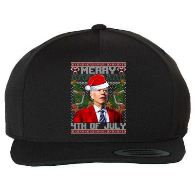 Santa Joe Biden Merry 4th Of July Ugly Christmas Sweaters Wool Snapback Cap