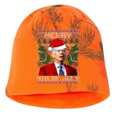 Santa Joe Biden Merry 4th Of July Ugly Christmas Sweaters Kati - Camo Knit Beanie