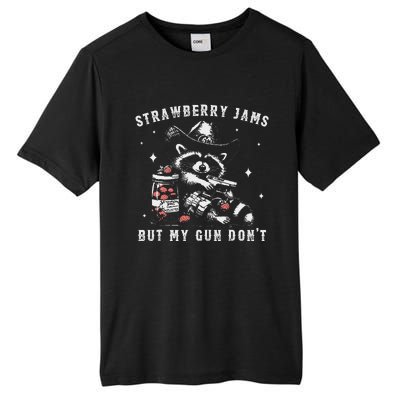 Strawberry Jams But My Gun Dont Raccoon Feral Silly Unhinged Gift Tall Fusion ChromaSoft Performance T-Shirt