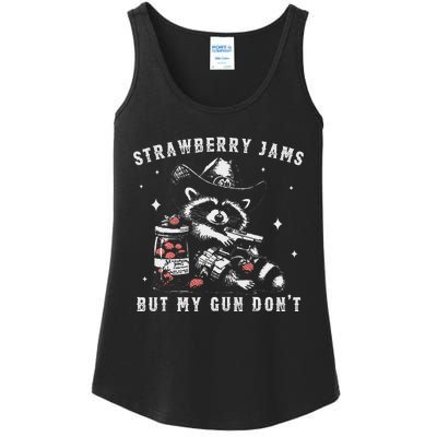 Strawberry Jams But My Gun Dont Raccoon Feral Silly Unhinged Gift Ladies Essential Tank