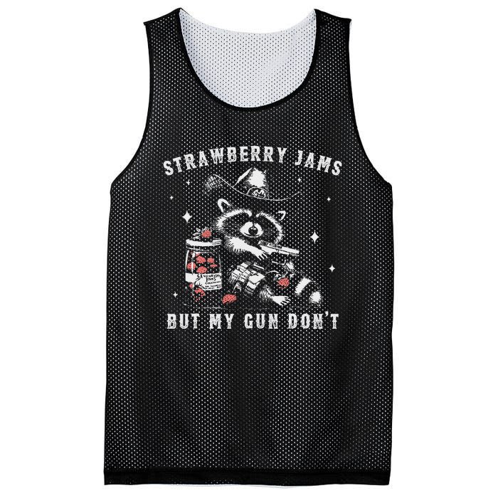 Strawberry Jams But My Gun Dont Raccoon Feral Silly Unhinged Gift Mesh Reversible Basketball Jersey Tank