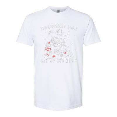 Strawberry Jams But My Gun Dont Raccoon Feral Silly Unhinged Gift Softstyle CVC T-Shirt