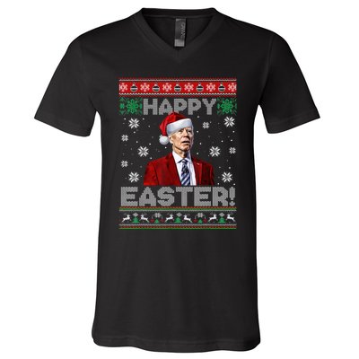 Santa Joe Biden Happy Easter Ugly Sweater Funny Christmas Sweatshirt V-Neck T-Shirt