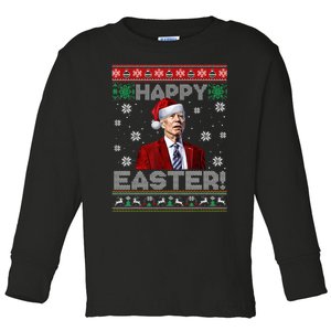 Santa Joe Biden Happy Easter Ugly Sweater Funny Christmas Sweatshirt Toddler Long Sleeve Shirt