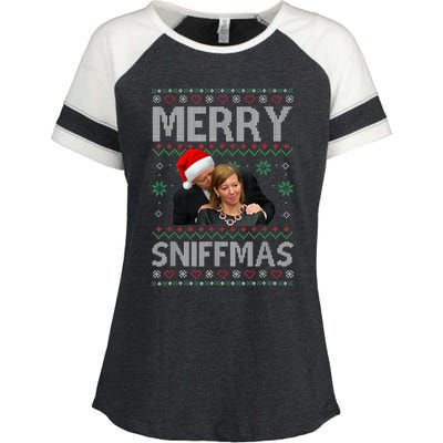 Santa Joe Biden Stephanie Carter Merry Sniffmas Christmas Enza Ladies Jersey Colorblock Tee