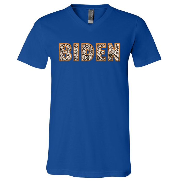 Support Joe Biden Leopard Print Trendy Biden Supporters Gift Cute Gift V-Neck T-Shirt