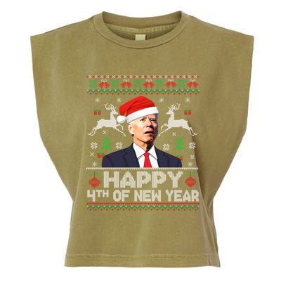 Santa Joe Biden 4th Of New Year Ugly Christmas Sweater Gift Garment-Dyed Women's Muscle Tee