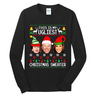 Santa Joe Biden This Is My Ugliest Christmas Sweater Ugly Tall Long Sleeve T-Shirt