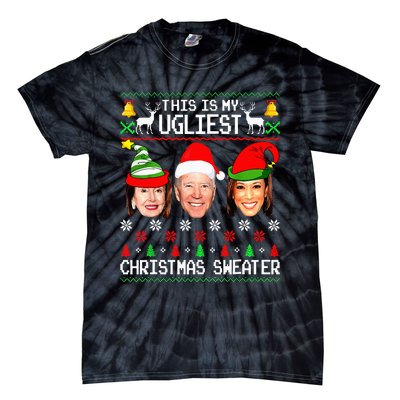 Santa Joe Biden This Is My Ugliest Christmas Sweater Ugly Tie-Dye T-Shirt