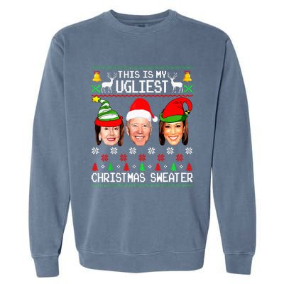 Santa Joe Biden This Is My Ugliest Christmas Sweater Ugly Garment-Dyed Sweatshirt