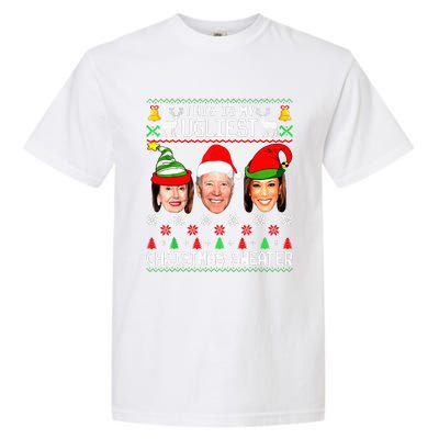 Santa Joe Biden This Is My Ugliest Christmas Sweater Ugly Garment-Dyed Heavyweight T-Shirt