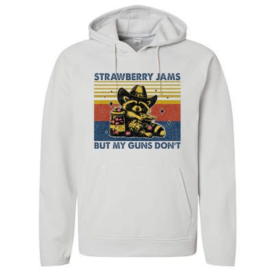 Strawberry Jams But My Toy Dont Western Cowboy Raccoon Performance Fleece Hoodie