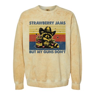 Strawberry Jams But My Toy Dont Western Cowboy Raccoon Colorblast Crewneck Sweatshirt