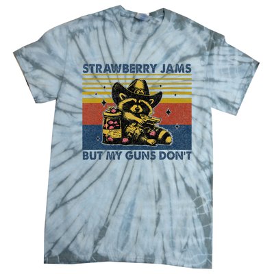 Strawberry Jams But My Toy Dont Western Cowboy Raccoon Tie-Dye T-Shirt