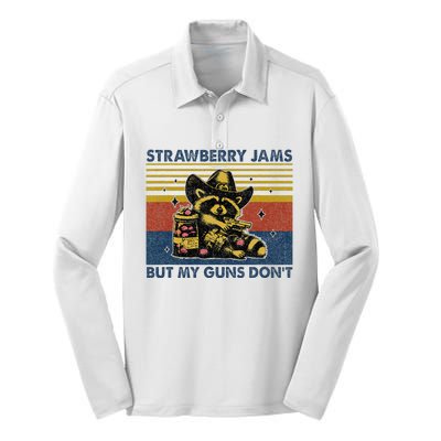 Strawberry Jams But My Toy Dont Western Cowboy Raccoon Silk Touch Performance Long Sleeve Polo