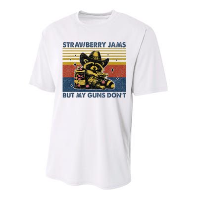 Strawberry Jams But My Toy Dont Western Cowboy Raccoon Performance Sprint T-Shirt