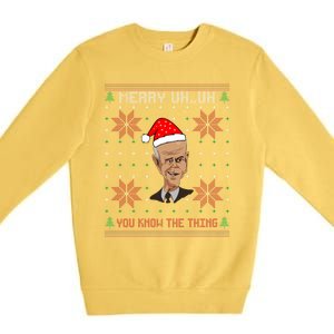 Santa Joe Biden Merry Uh Uh Christmas Ugly Pajama Xmas Funny Gift Premium Crewneck Sweatshirt