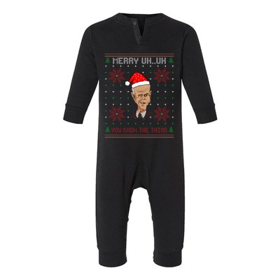 Santa Joe Biden Merry Uh Uh Christmas Ugly Pajama Xmas Funny Gift Infant Fleece One Piece