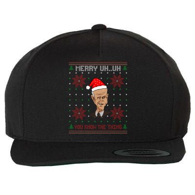 Santa Joe Biden Merry Uh Uh Christmas Ugly Pajama Xmas Funny Gift Wool Snapback Cap