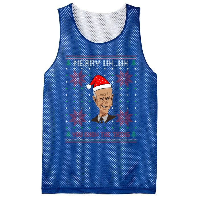 Santa Joe Biden Merry Uh Uh Christmas Ugly Pajama Xmas Funny Gift Mesh Reversible Basketball Jersey Tank