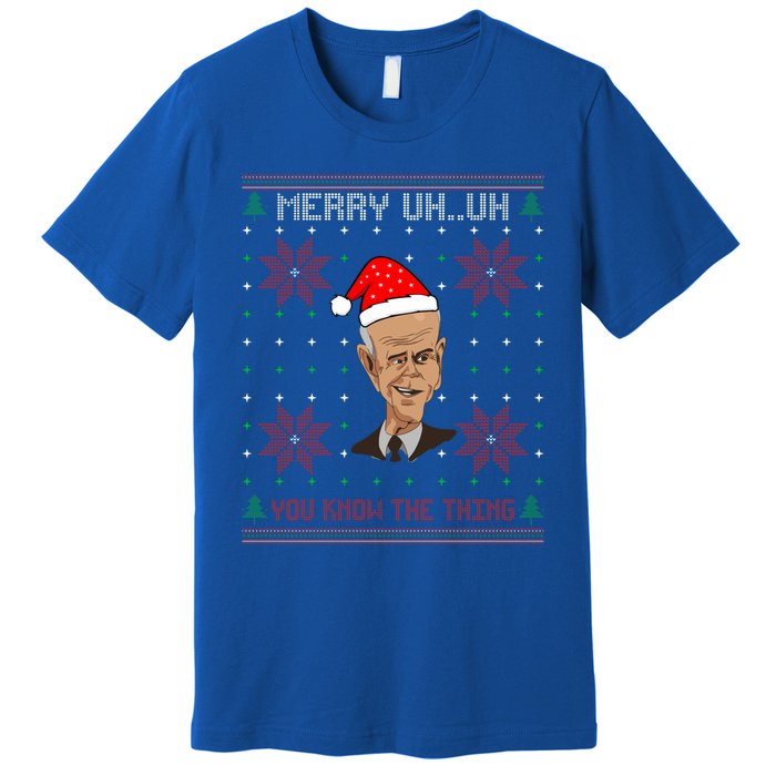 Santa Joe Biden Merry Uh Uh Christmas Ugly Pajama Xmas Funny Gift Premium T-Shirt