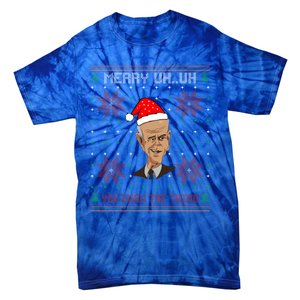 Santa Joe Biden Merry Uh Uh Christmas Ugly Pajama Xmas Funny Gift Tie-Dye T-Shirt