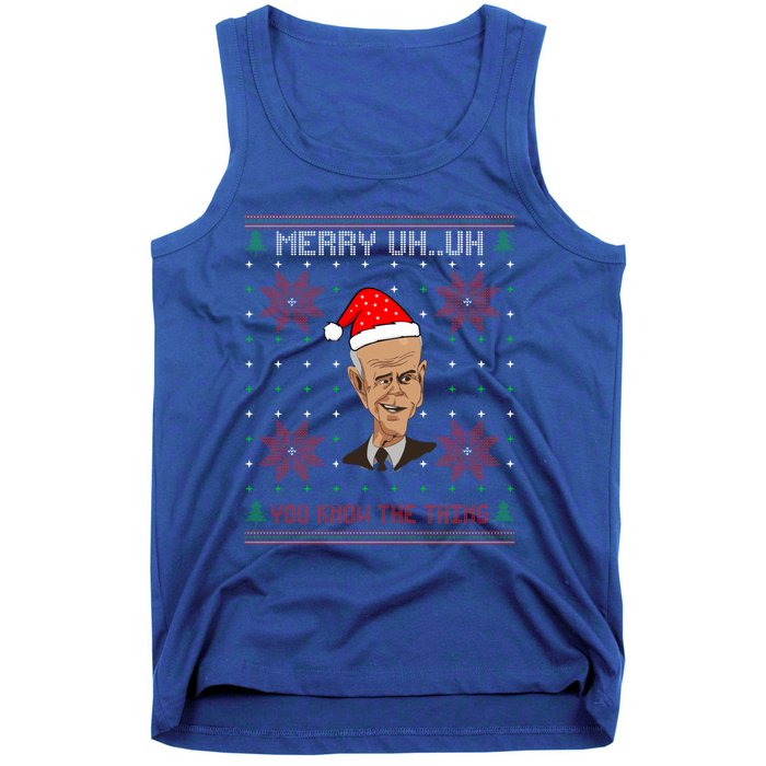 Santa Joe Biden Merry Uh Uh Christmas Ugly Pajama Xmas Funny Gift Tank Top