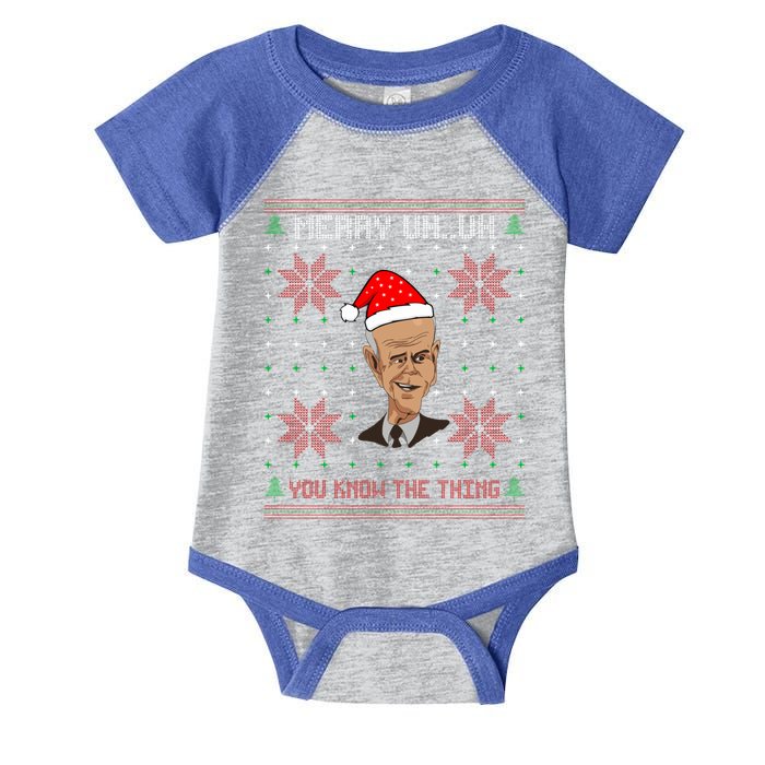 Santa Joe Biden Merry Uh Uh Christmas Ugly Pajama Xmas Funny Gift Infant Baby Jersey Bodysuit