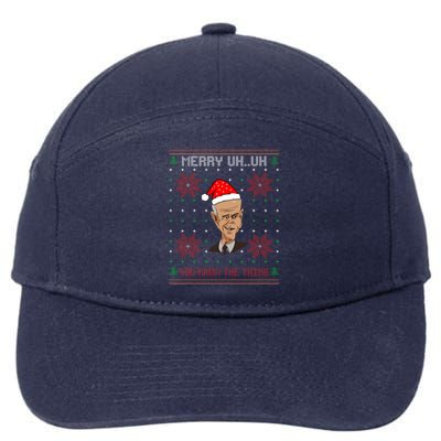 Santa Joe Biden Merry Uh Uh Christmas Ugly Pajama Xmas Funny Gift 7-Panel Snapback Hat