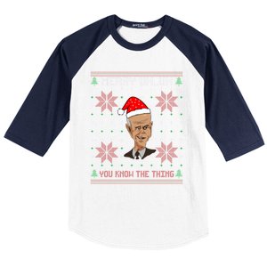 Santa Joe Biden Merry Uh Uh Christmas Ugly Pajama Xmas Funny Gift Baseball Sleeve Shirt